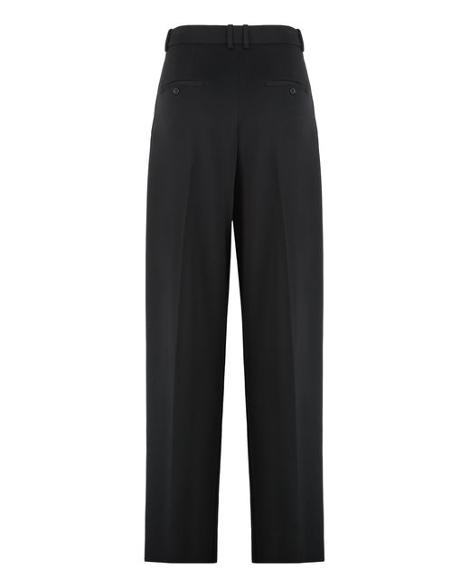Saint Laurent Black Wool Wide-Leg Trousers