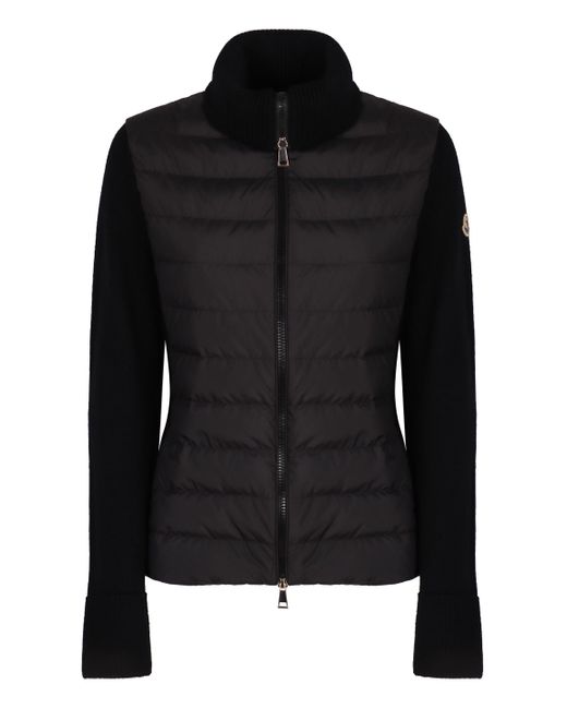 Cardigan con pannelli in nylon di Moncler in Black