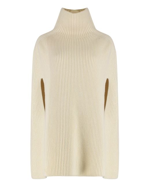 Jil Sander Natural High Neck Ribbed Cape