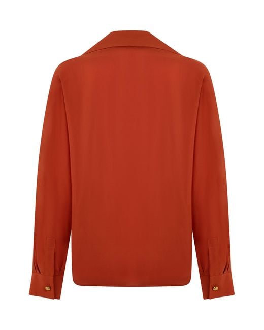 Max Mara Orange Long Sleeve Shirt With V-Neck