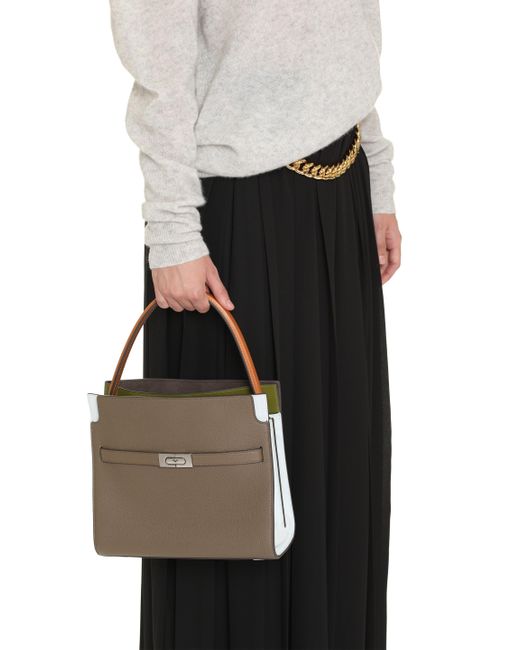 Tory Burch Brown Double Lee Radziwill Leather Handbag