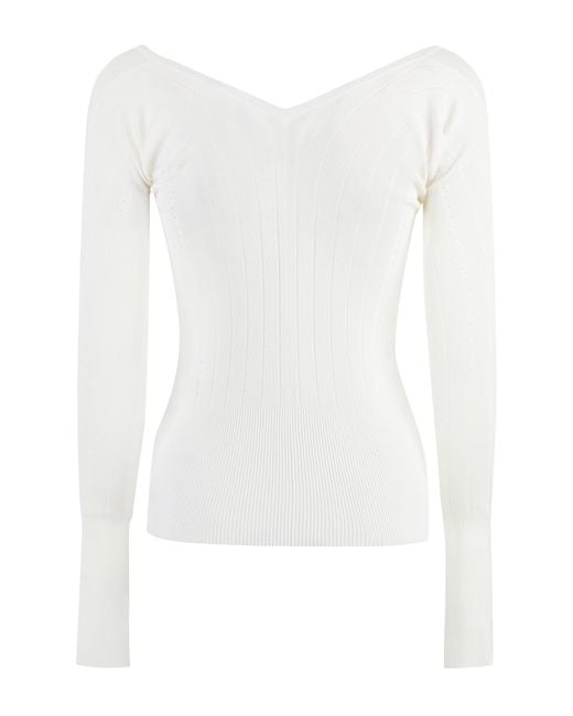 Jacquemus White Ribbed Knit Viscose-Blend Top