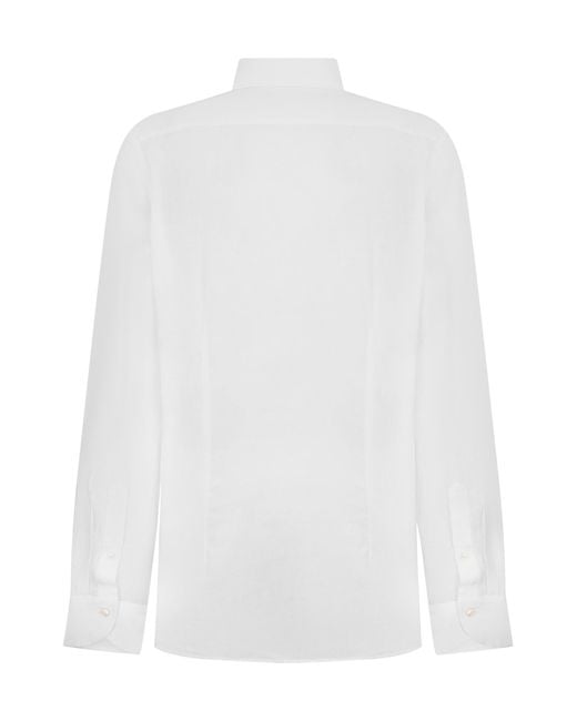 Slowear White Linen Shirt With Long Sleeves for men