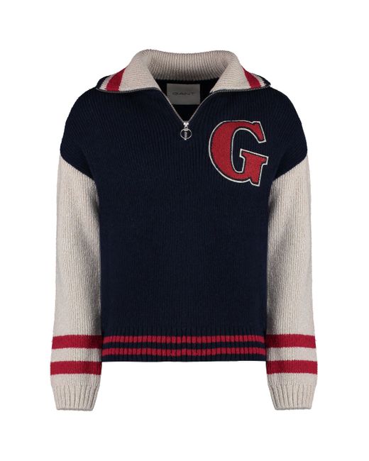 Gant Blue Wool Blend Turtleneck Sweater for men