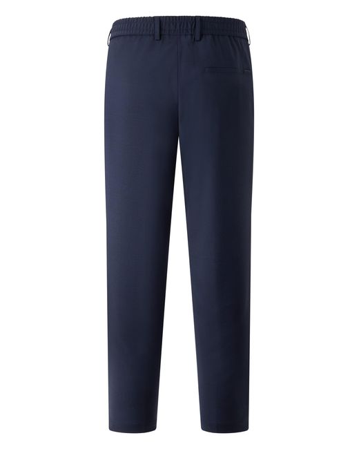Boss Blue Straight Linen-Blend Trousers for men