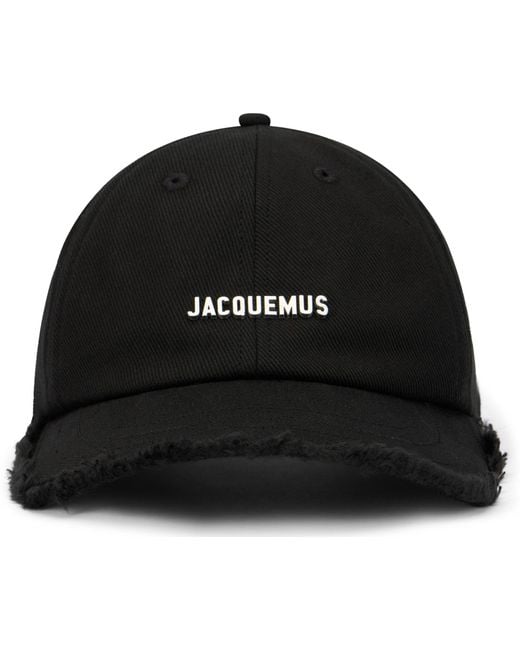 Jacquemus Black Cotton Hat With Logo for men
