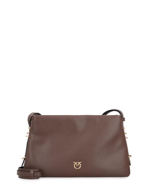 Pinko Brown One, Two, Three Leather Crossbody Bag