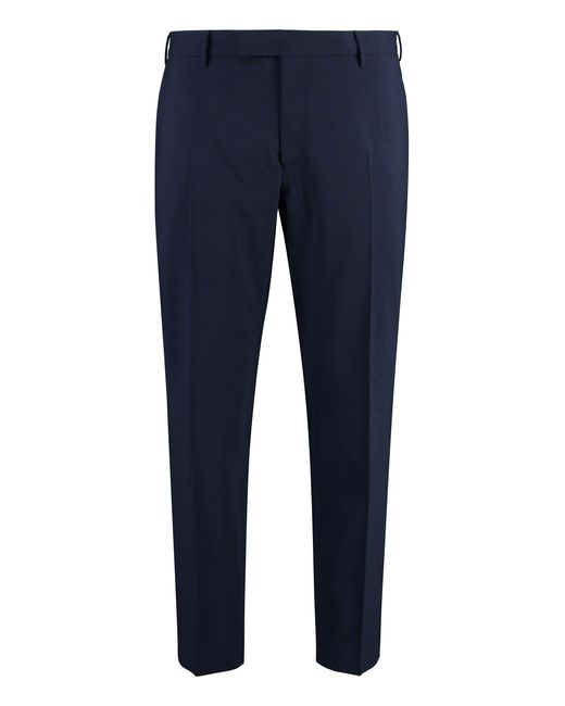 PT01 Blue Virgin Wool Trousers for men