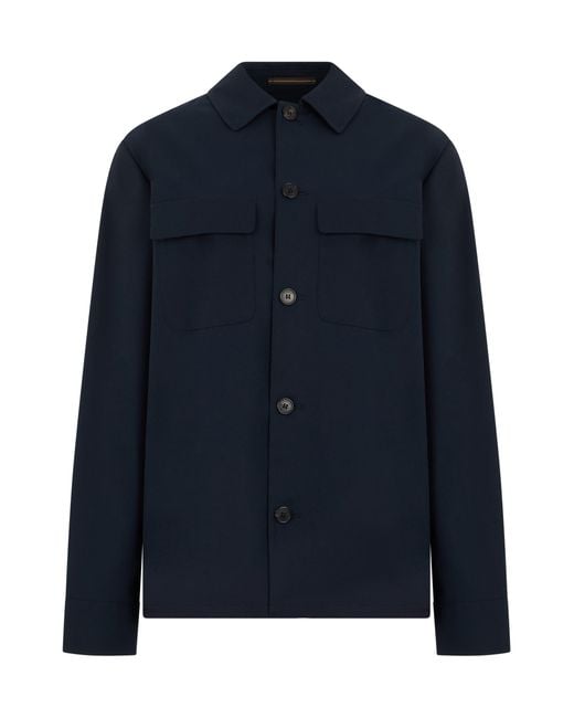 Slowear Blue Cotton Jacket With Buttons for men