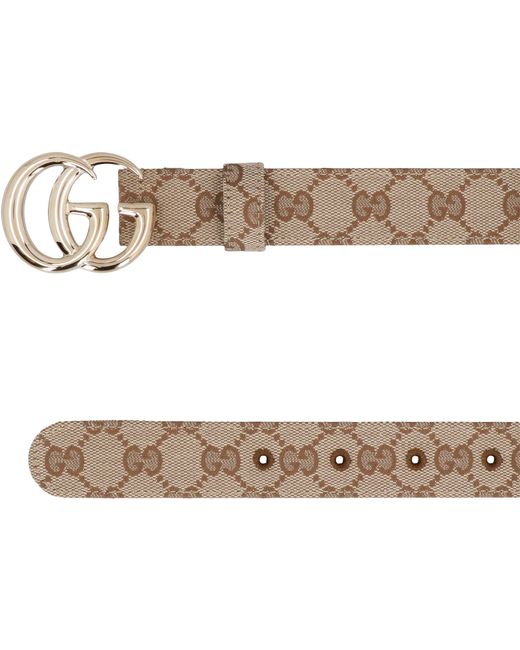 Cintura con fibbia GG Marmont di Gucci in Natural