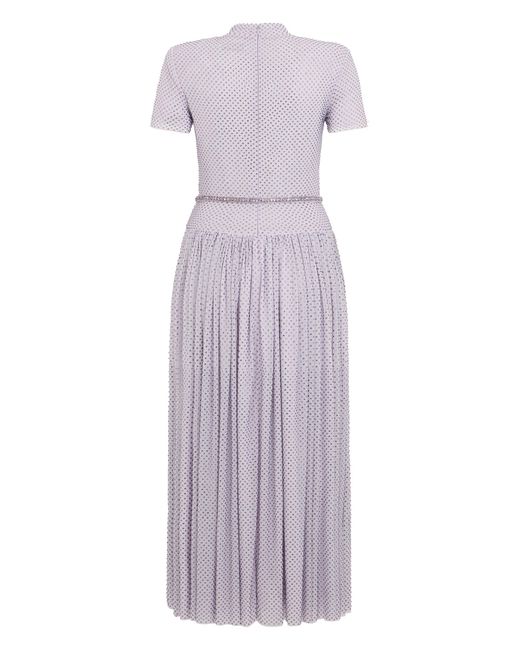 Self-Portrait Purple Long Dress With Short Sleeves And Rhinestones