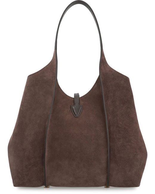 Tod's Brown T Timeless Media Suede Tote