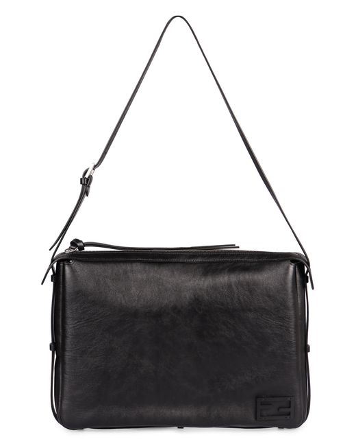 Fendi Black Simply Large Leather Shoulder Bag
