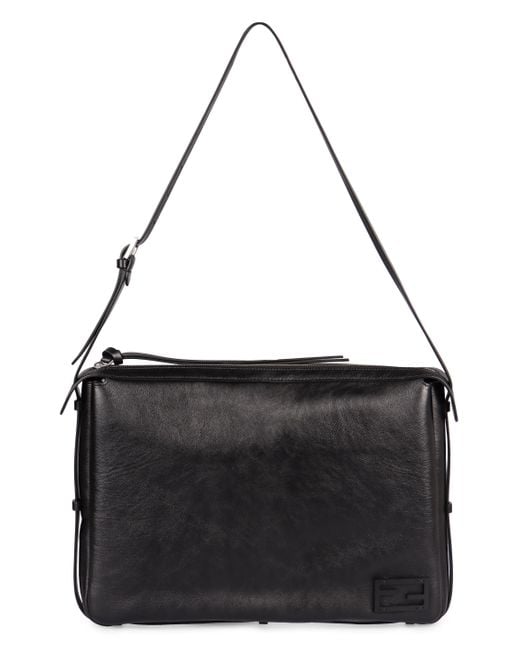 Fendi Black Simply Large Leather Shoulder Bag
