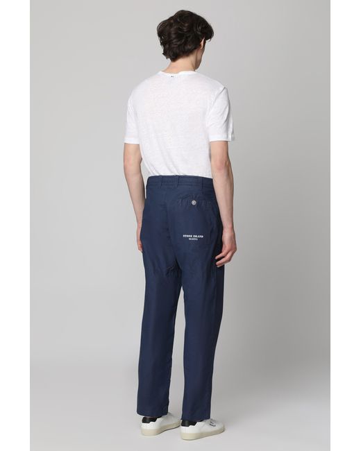 Stone Island Blue Cotton Trousers for men