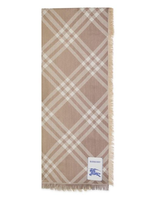 Sciarpa in lana e seta con frange di Burberry in Brown