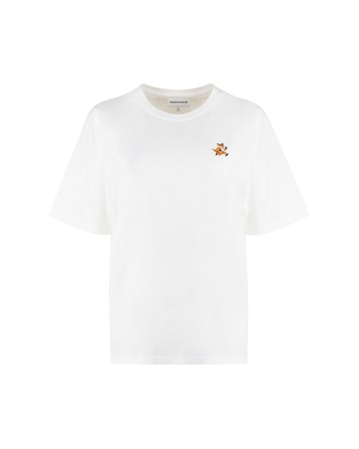 T-shirt girocollo in cotone di Maison Kitsuné in White