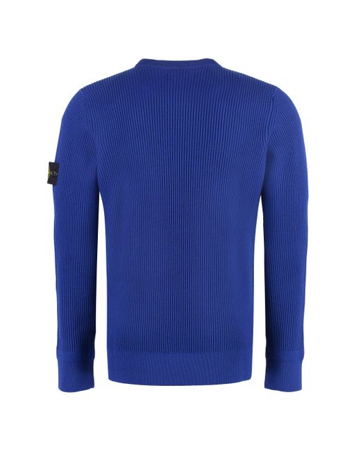 Stone Island Blue Virgin Wool Sweater for men