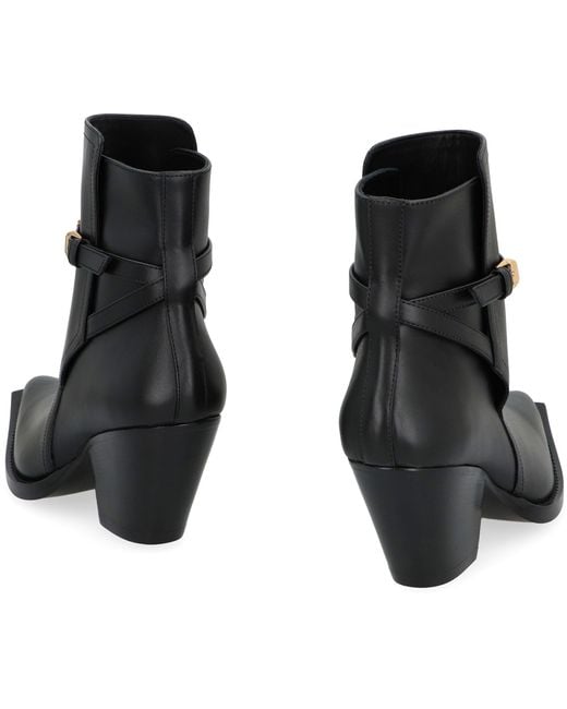 Versace Black Leather Ankle Boots