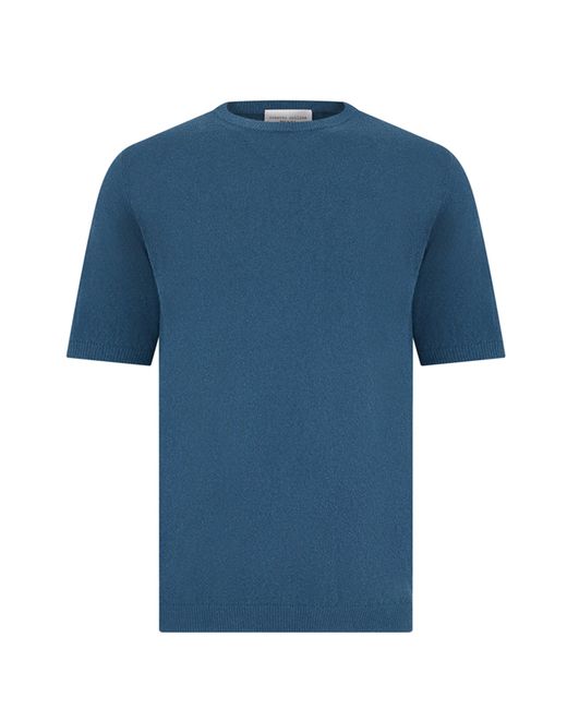 Roberto Collina Blue Cotton T-Shirt Sponge Effect for men