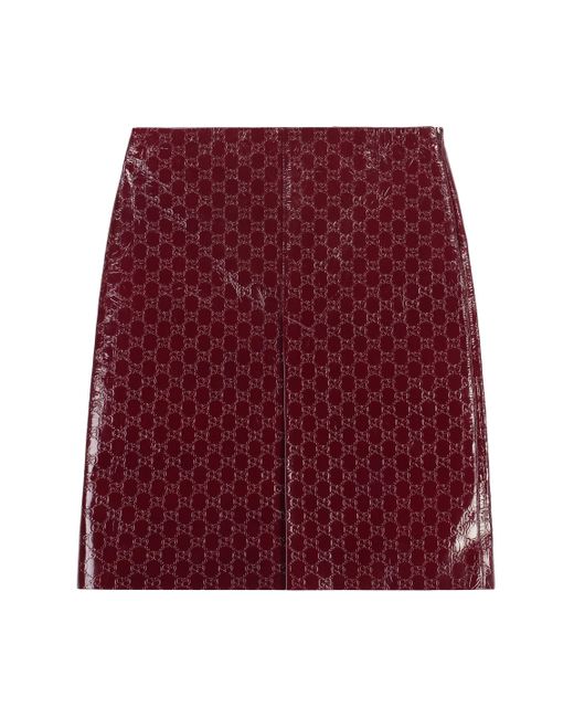 Gucci Red GG Motif Skirt