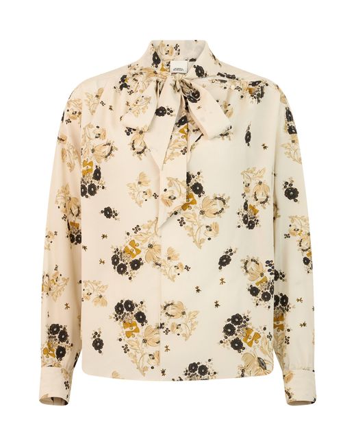 Isabel Marant Natural Floral Shirt With Bow