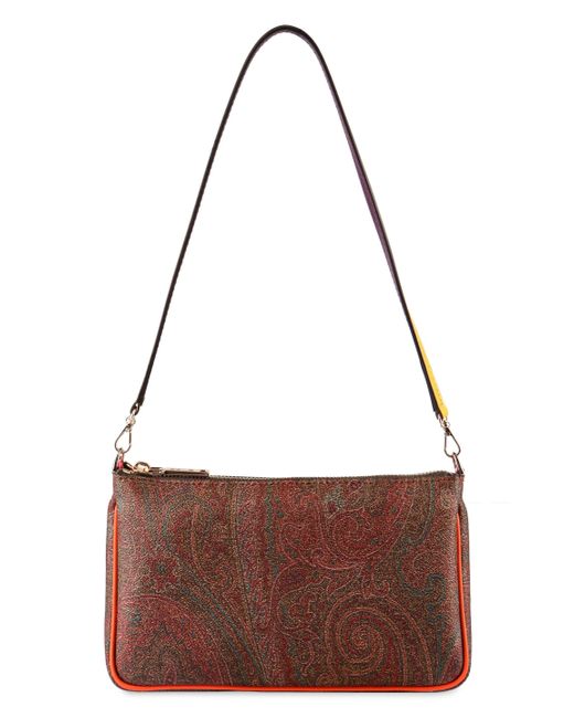 Etro Brown Paisley Print Shoulder Bag