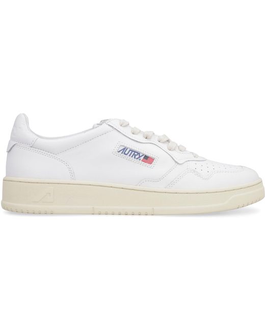 Autry White Medalist Leather Low-Top Sneakers for men
