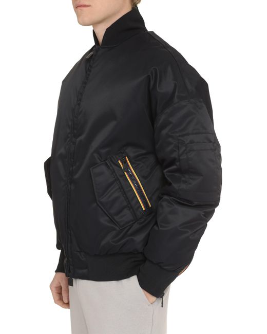 K-Way Black Londony Bomber In Technical Fabric for men