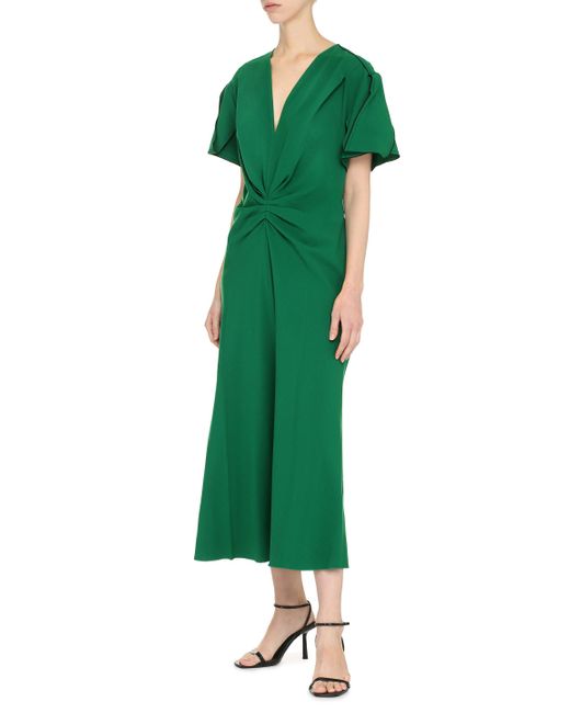 Victoria Beckham Green Crepe Dress