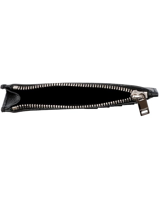 Saint Laurent Gray Pebbled Leather Card Holder for men