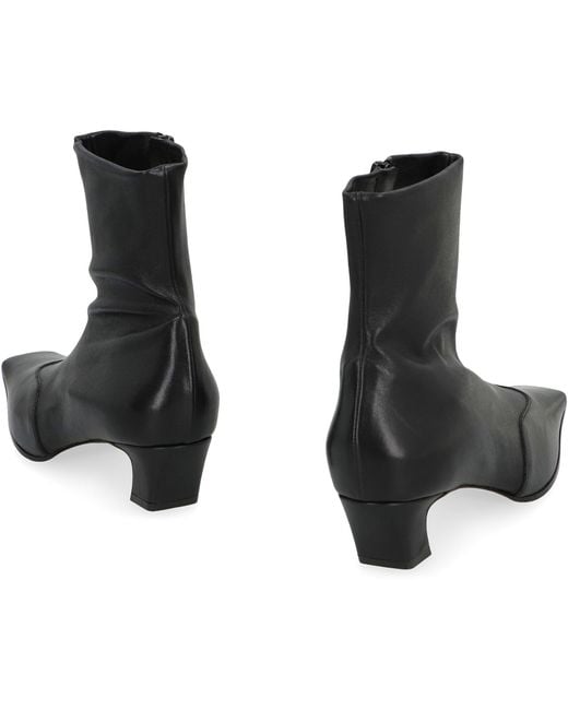 Khaite Black Nevada Leather Ankle Boots