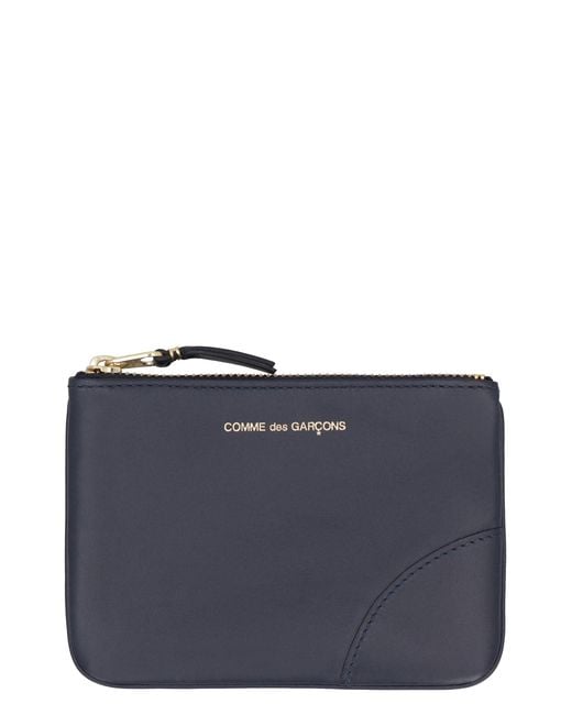 Comme des Garçons Blue Small Leather Flat Pouch