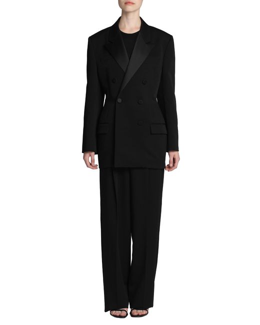 Saint Laurent Black Double-Breasted Wool Jacket