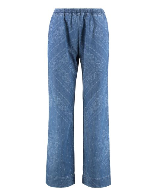 Pinko Blue Namibia Printed Cotton Trousers