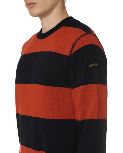 Paul & Shark Black Virgin Wool Crew-Neck Sweater for men