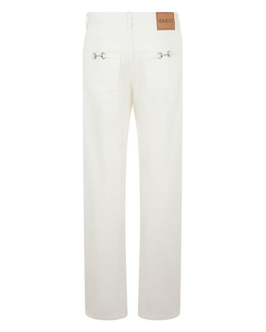 Gucci White Cotton Trousers With Clips for men