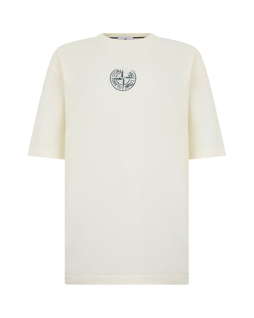Stone Island White T-Shirt With Logo for men
