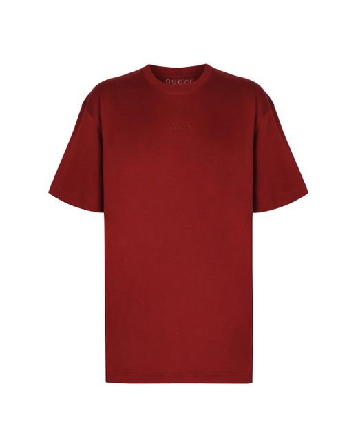 T-shirt in cotone con logo di Gucci in Red