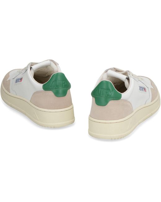 Autry White Medalist Leather Low-Top Sneakers for men