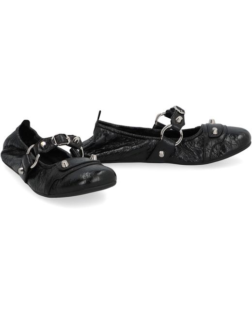 Balenciaga Black City Leather Ballet Flats