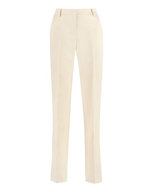 PT01 White Ambra Cotton-Linen Trousers