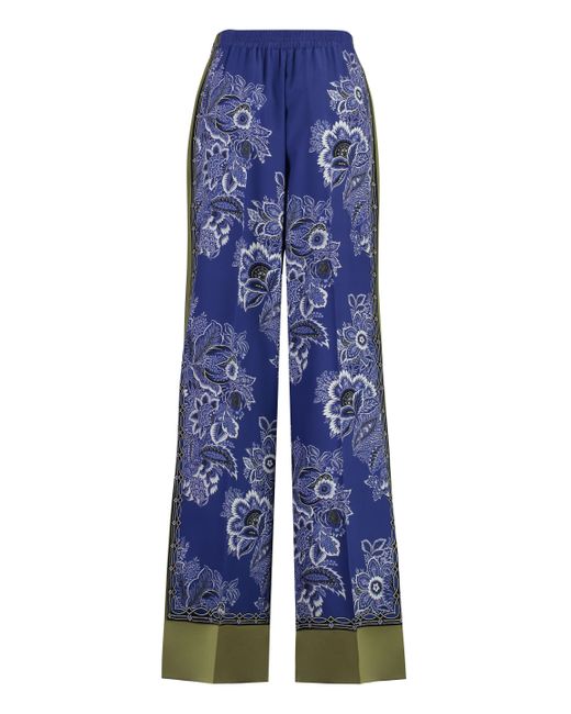 Pantaloni in seta stampata di Etro in Blue