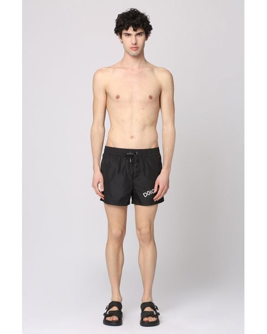 Shorts da mare in nylon di Dolce & Gabbana in Black da Uomo