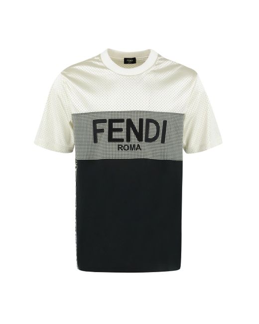 Fendi Synthetic Logo Detail Crew-neck T-shirt for Men | Lyst