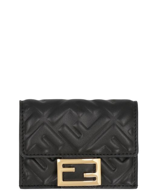 Fendi Gray Micro Tri-Fold Wallet Baguette