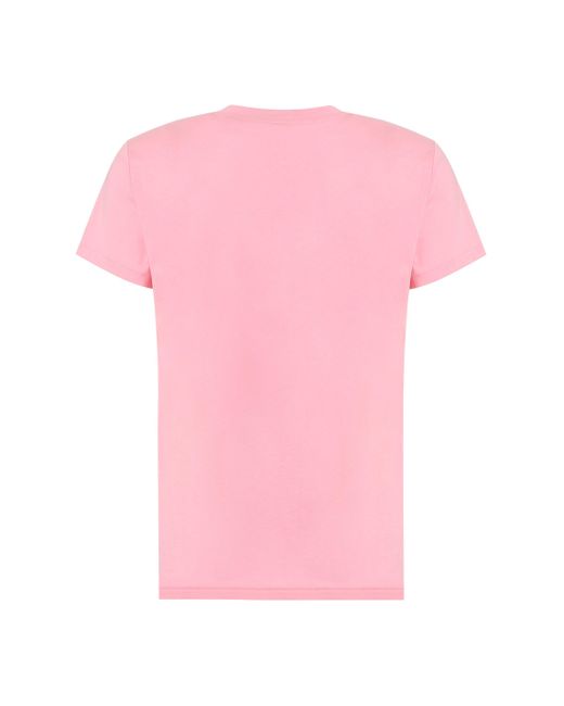 T-shirt in cotone con logo di Polo Ralph Lauren in Pink