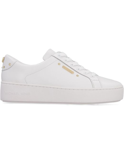 MICHAEL Michael Kors White Poppy Leather Platform Sneakers