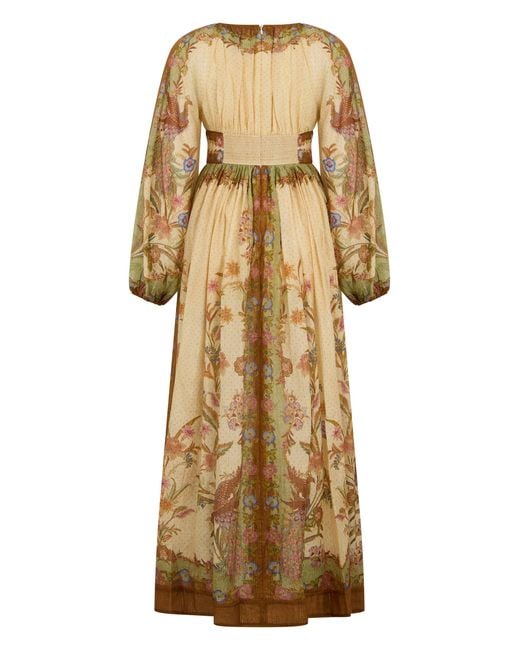 Zimmermann Natural Long Dress With Puff Sleeves