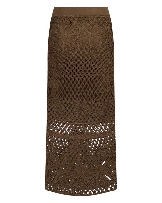 Pinko Brown Crispo Crochet Knit Skirt